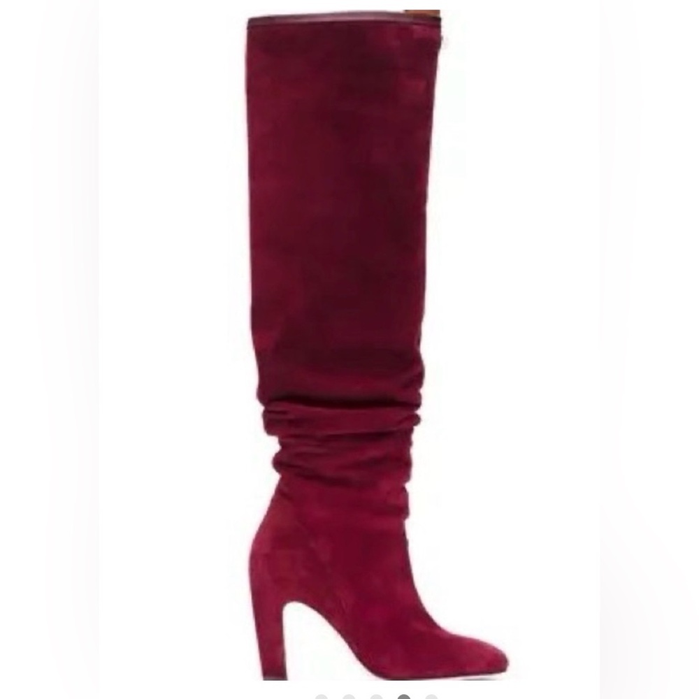 STUART WEITZMAN  BURGUNDY SUEDE SOFT SLOUCHY TALL BOOTS Sz 7.5